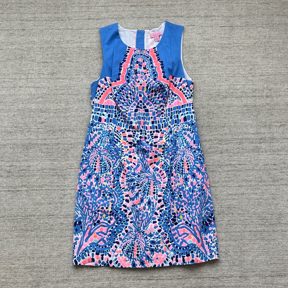 Lilly Pulitzer Blue & Pink Mosaic-Print Sleeveless Mini Dress